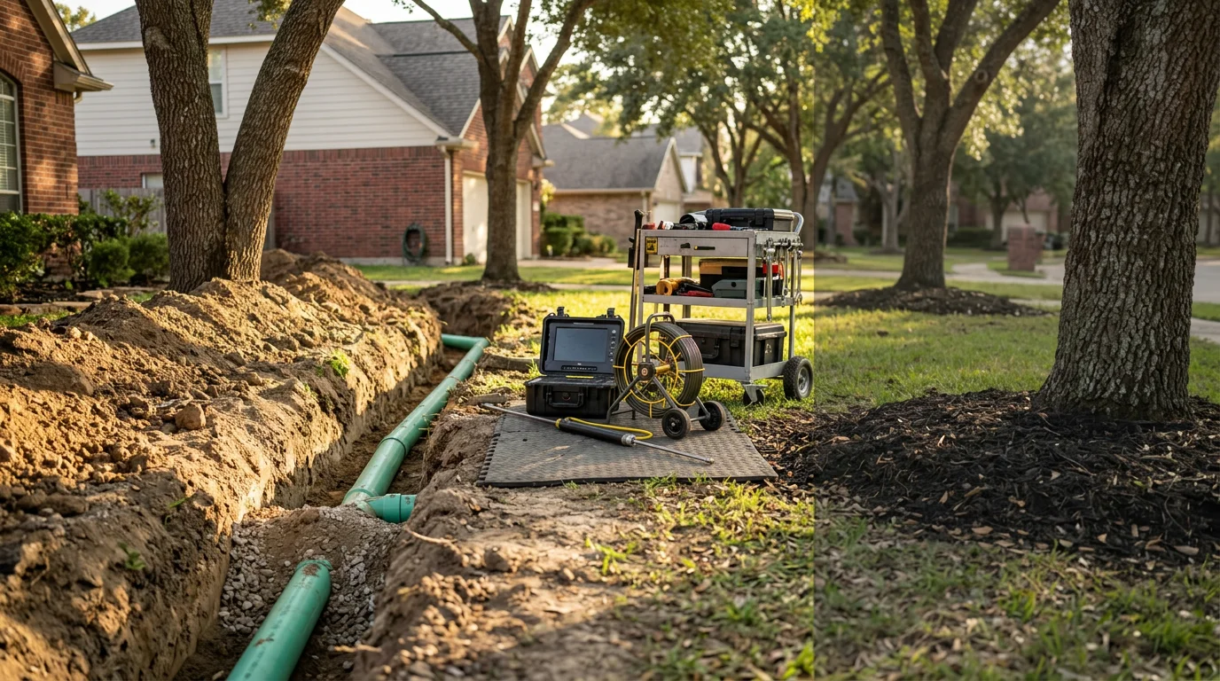 Sewer line installation and repair in Houston area